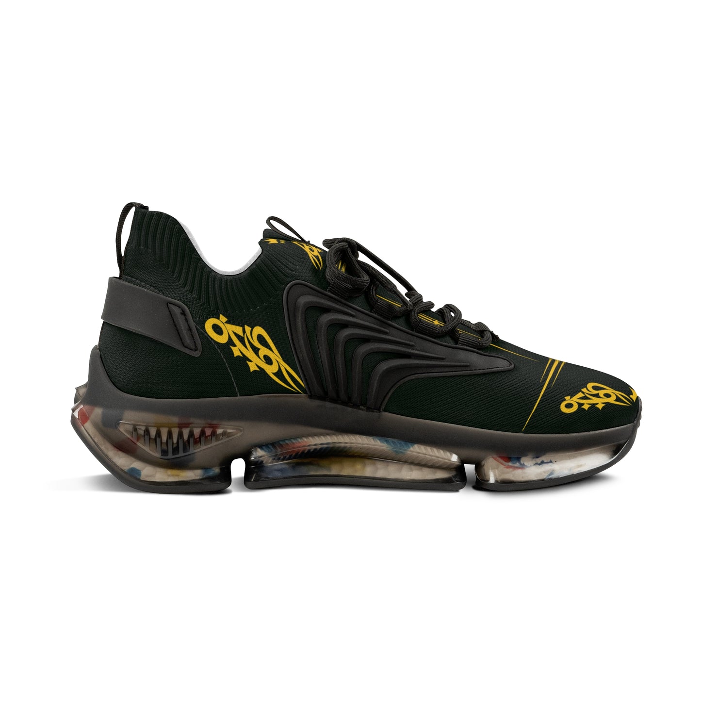 MAJBWR - Men's Mesh Sneakers — Deep Dark Green & Gold Athletic