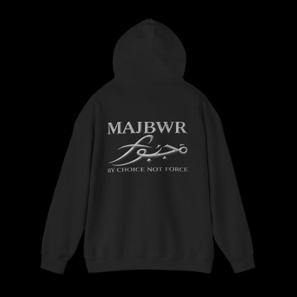 Majbwr - Arabic Script Hoodie – 'By Choice Not Force' Black Pullover
