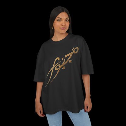 Gold & Black Oversize Box Tee — MAJBWR Graphic T-Shirt