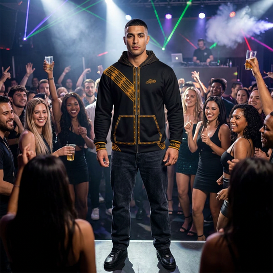 MAJBWR - Midnight Blue Gold Crown Full-Zip Hoodie — Night Sovereign Edition