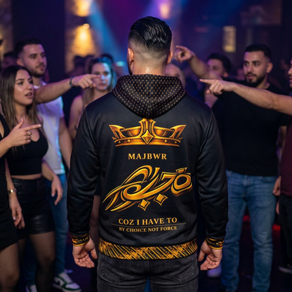 MAJBWR - Midnight Blue Gold Crown Full-Zip Hoodie — Night Sovereign Edition