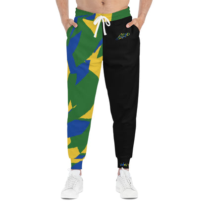MAJBWR - Black Athletic Joggers Blue Yellow & Green  Camo Edition