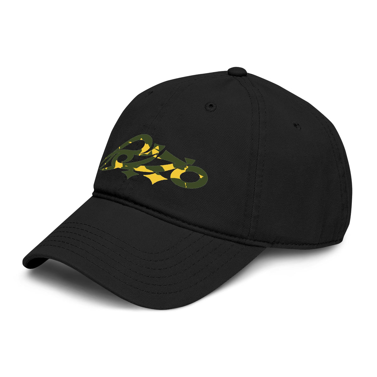 MAJBWR - Washed Camo Baseball Cap — Low-Profile (Black & Yellow)