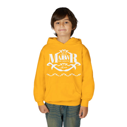 MAJBWR - Youth Hoodie — Monogram R Crest Design (Personalized Initial R, Decorative Scroll)