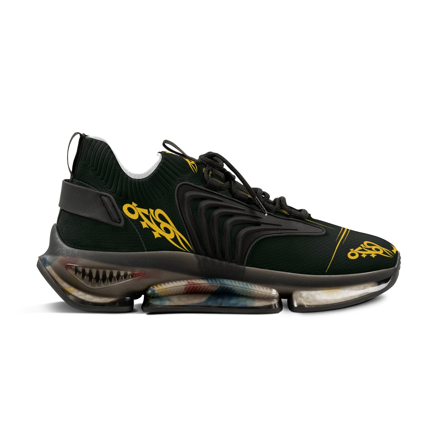 MAJBWR - Men's Mesh Sneakers — Deep Dark Green & Gold Athletic