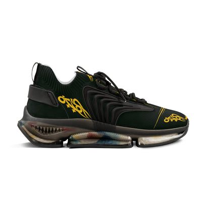 MAJBWR - Men's Mesh Sneakers — Deep Dark Green & Gold Athletic
