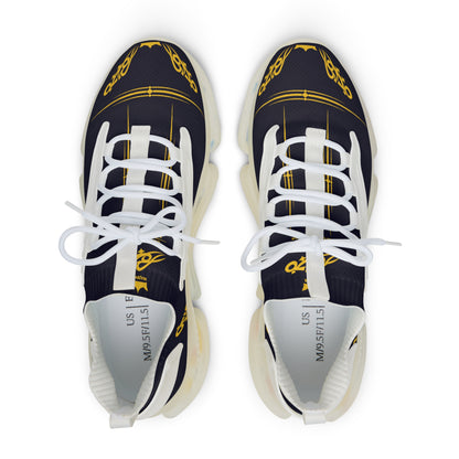 MAJBWR - Men's Mesh Sneakers — Deep Dark Blue & Gold Athletic