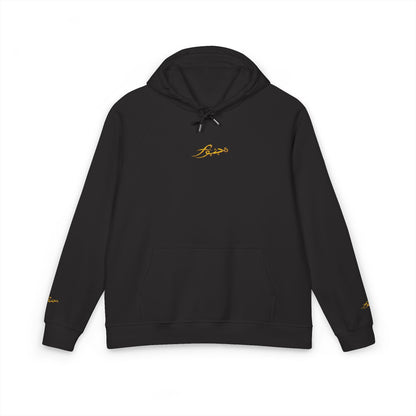 Embroidered Eco Raglan Hoodie — Sustainable Black Hooded Sweatshirt