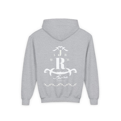 MAJBWR - Youth Hoodie — Monogram R Crest Design (Personalized Initial R, Decorative Scroll)