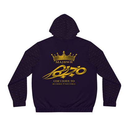MAJBWR - Crown Diamond Zip-Up Hoodie — Deep Dark Purple & Gold