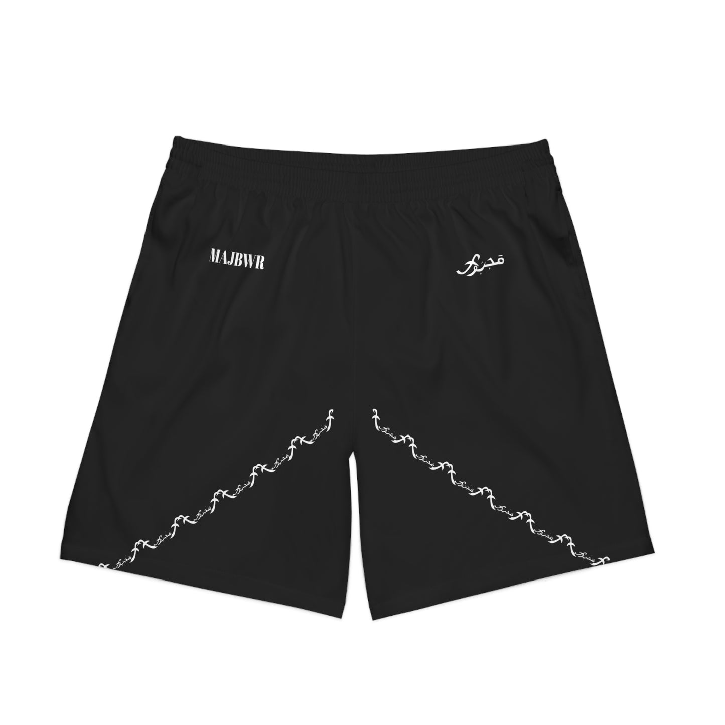 MAJBWR - Men's Black Anchor Crest Beach Shorts — Nautical Left Right Swim Trunks