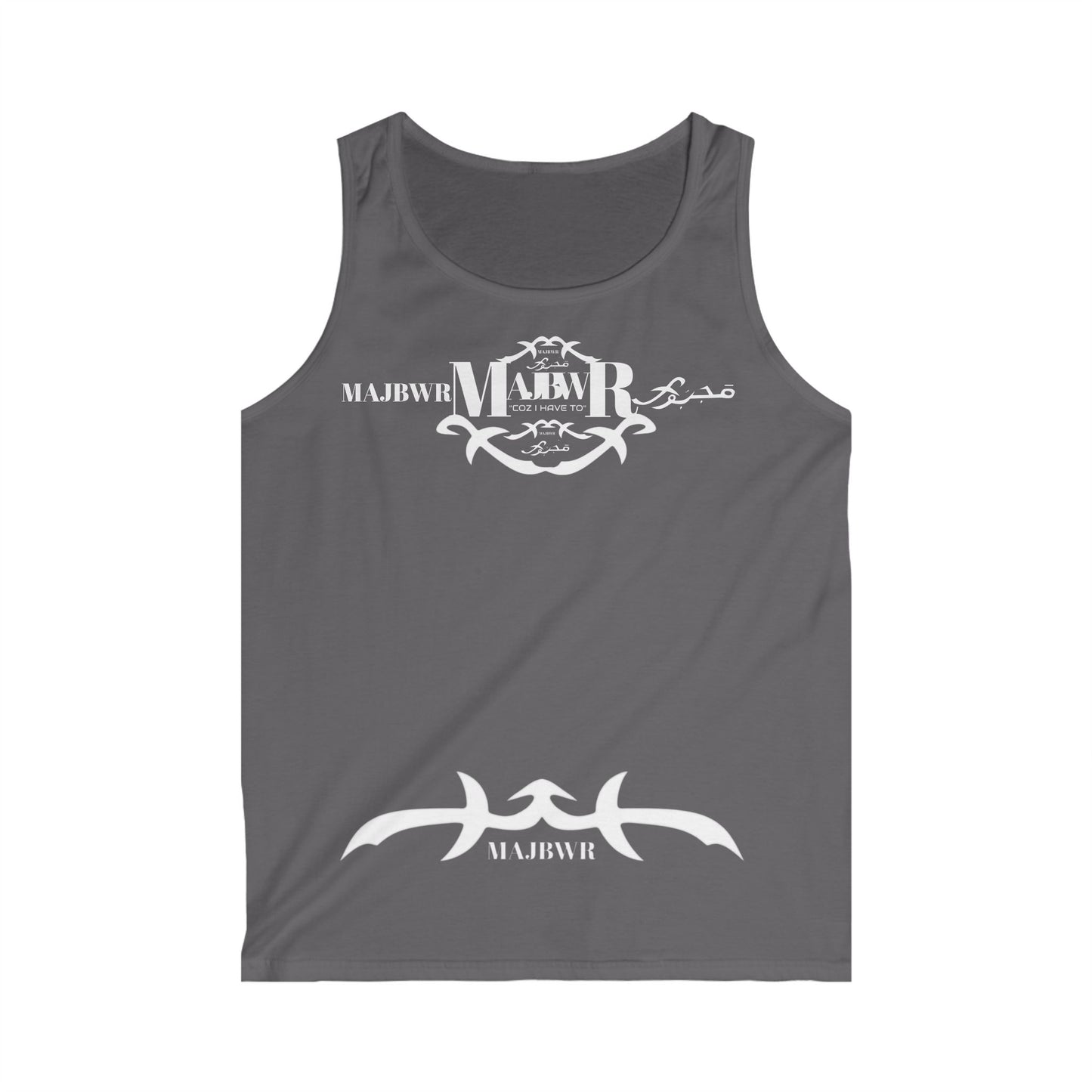 MAJBWR- Logo Tank Top — Men’s Arabic Script Graphic Tank