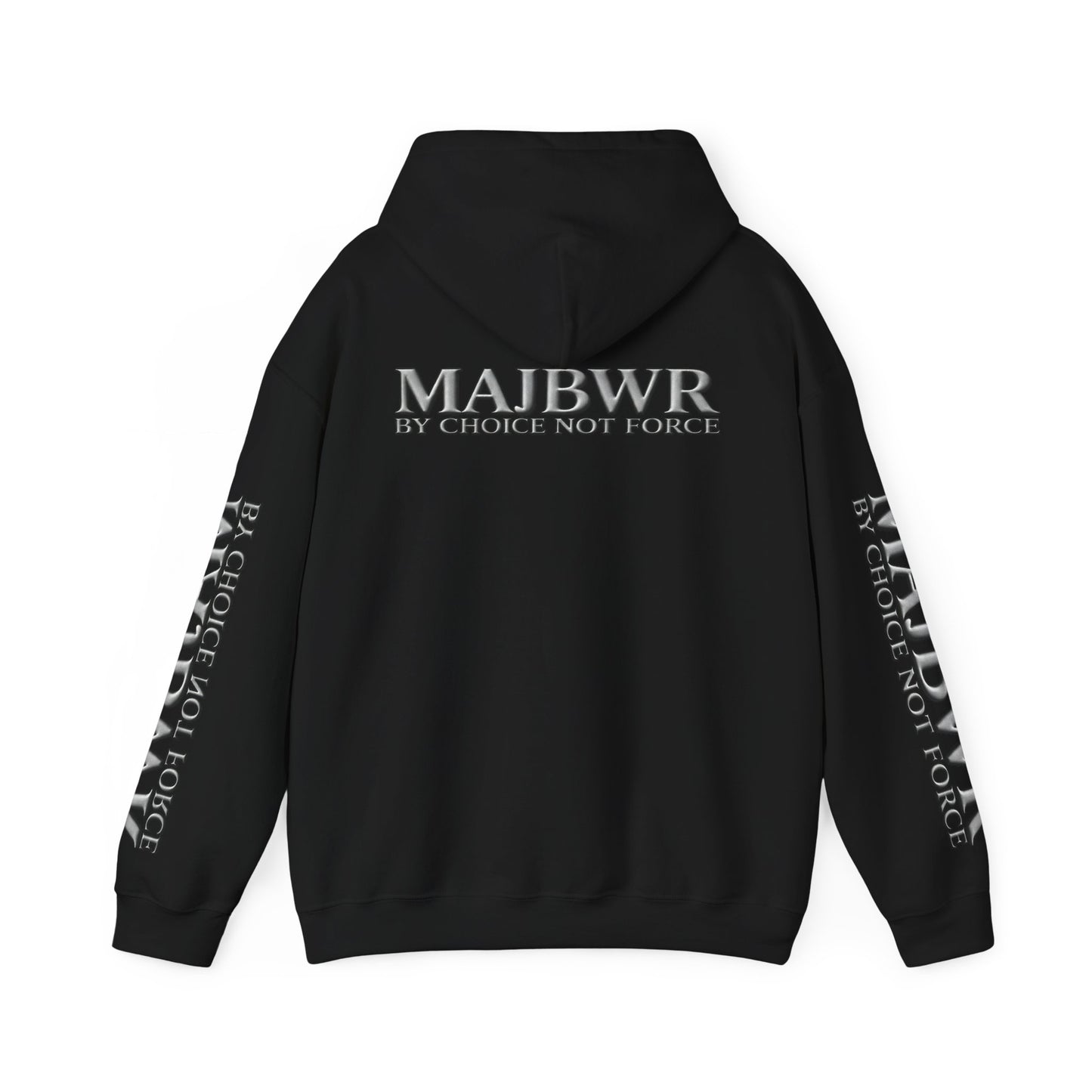 MAJBWR - Arabic Script Hoodie – 'By Choice Not Force' Black Pullover