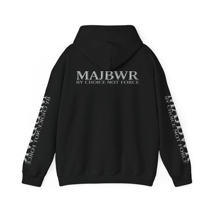 MAJBWR - Arabic Script Hoodie – 'By Choice Not Force' Black Pullover