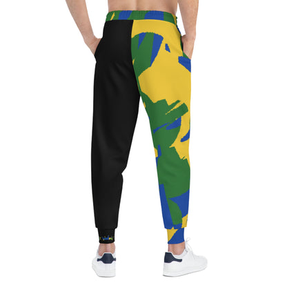 MAJBWR - Black Athletic Joggers Blue Yellow & Green  Camo Edition