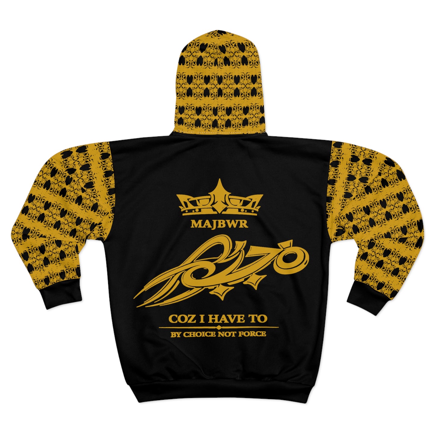 MAJBWR - Black Zip Hoodie —  Gold Crown Street King Designer