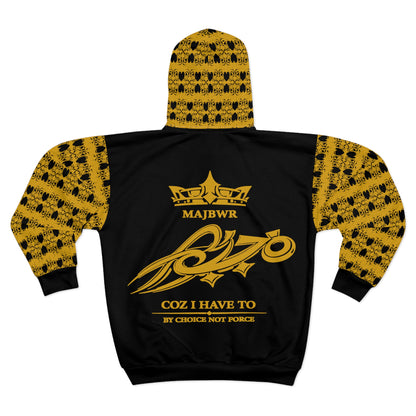 MAJBWR - Black Zip Hoodie —  Gold Crown Street King Designer