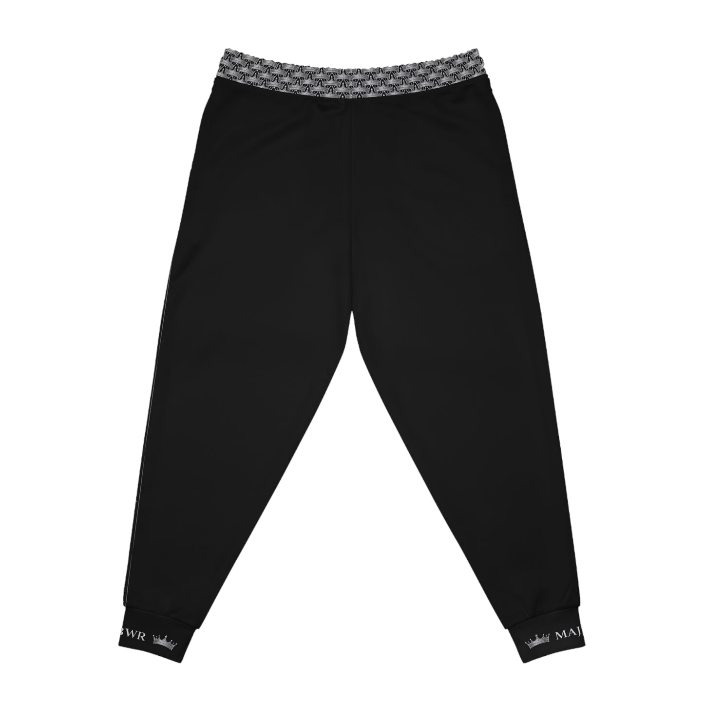 MAJBWR - Black Athletic Joggers — Ghost White Logo  Performance Sweatpants