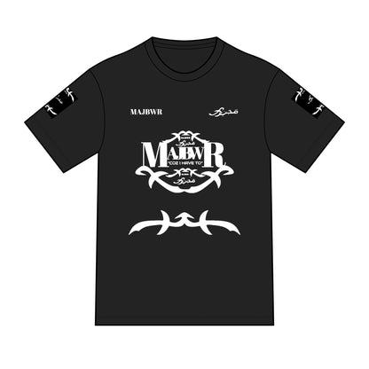 MAJBWR - Arabic Script Graphic Tee — Military Crest Streetwear T‑Shirt