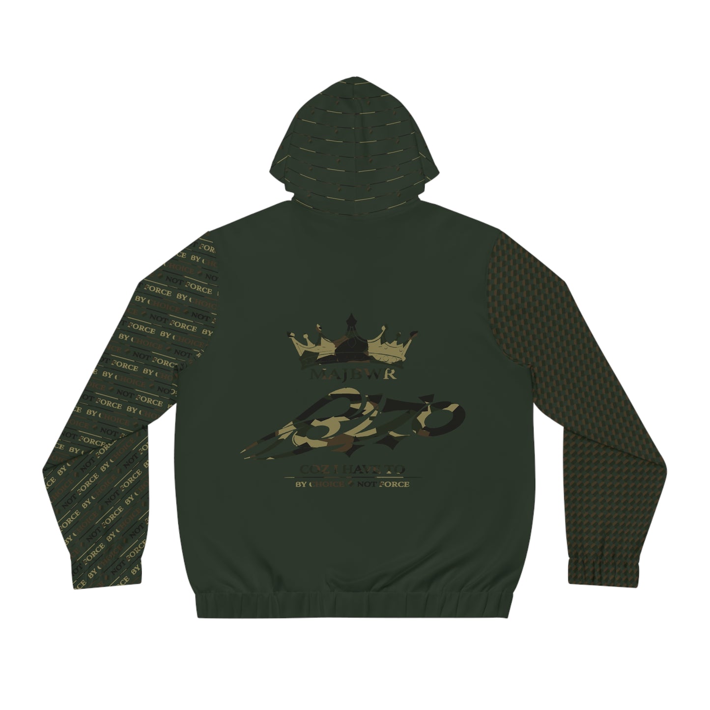 MAJBWR - Commander Camo Crown Hoodie — "By Choice Not Force" Military Green Full-Zip
