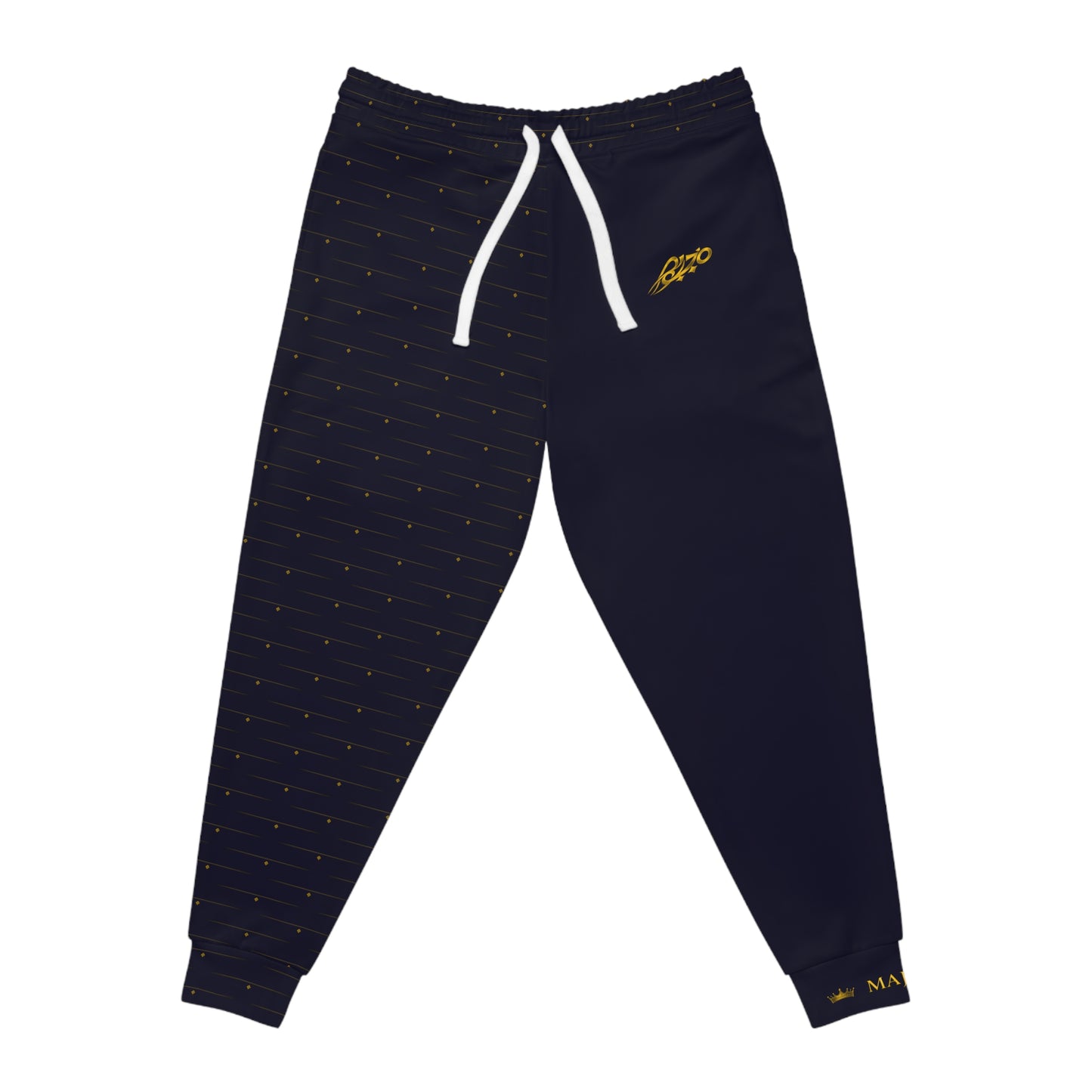 MAJBWR - Deep Dark Blue Athletic Joggers — Diamond Edition with Gold Crown Logo