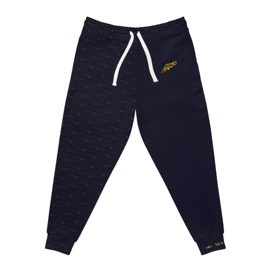 MAJBWR - Deep Dark Blue Athletic Joggers — Diamond Edition with Gold Crown Logo