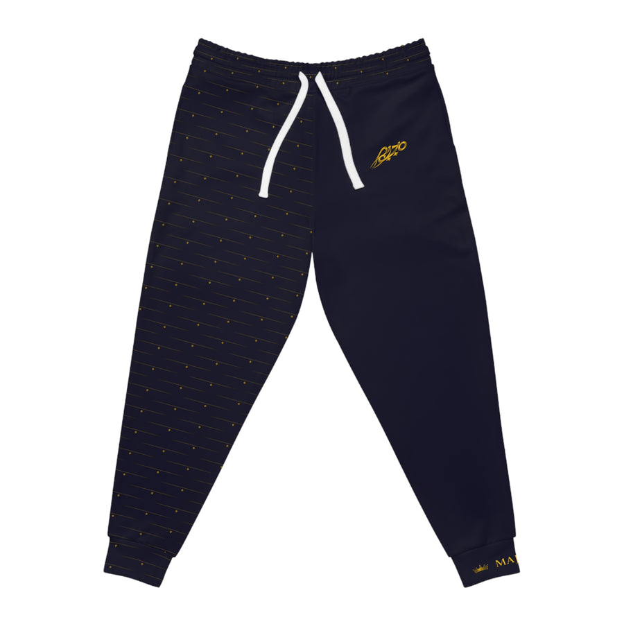 MAJBWR - Deep Dark Blue Athletic Joggers — Diamond Edition with Gold Crown Logo