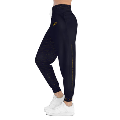 MAJBWR - Deep Dark Blue Athletic Joggers — Diamond Edition with Gold Crown Logo