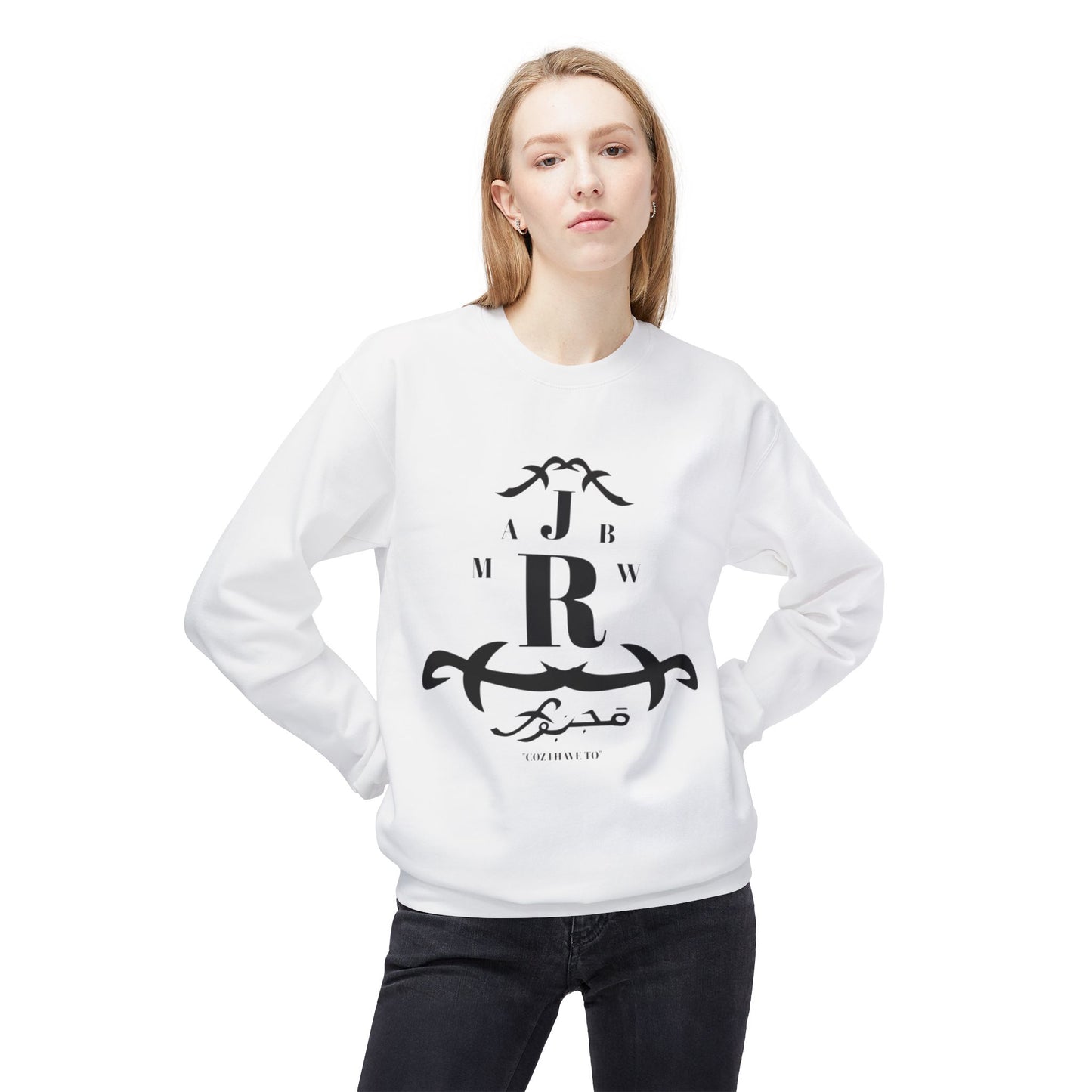 MAJBWR - Monogram R Crewneck Sweatshirt — Elegant Black Crest Design