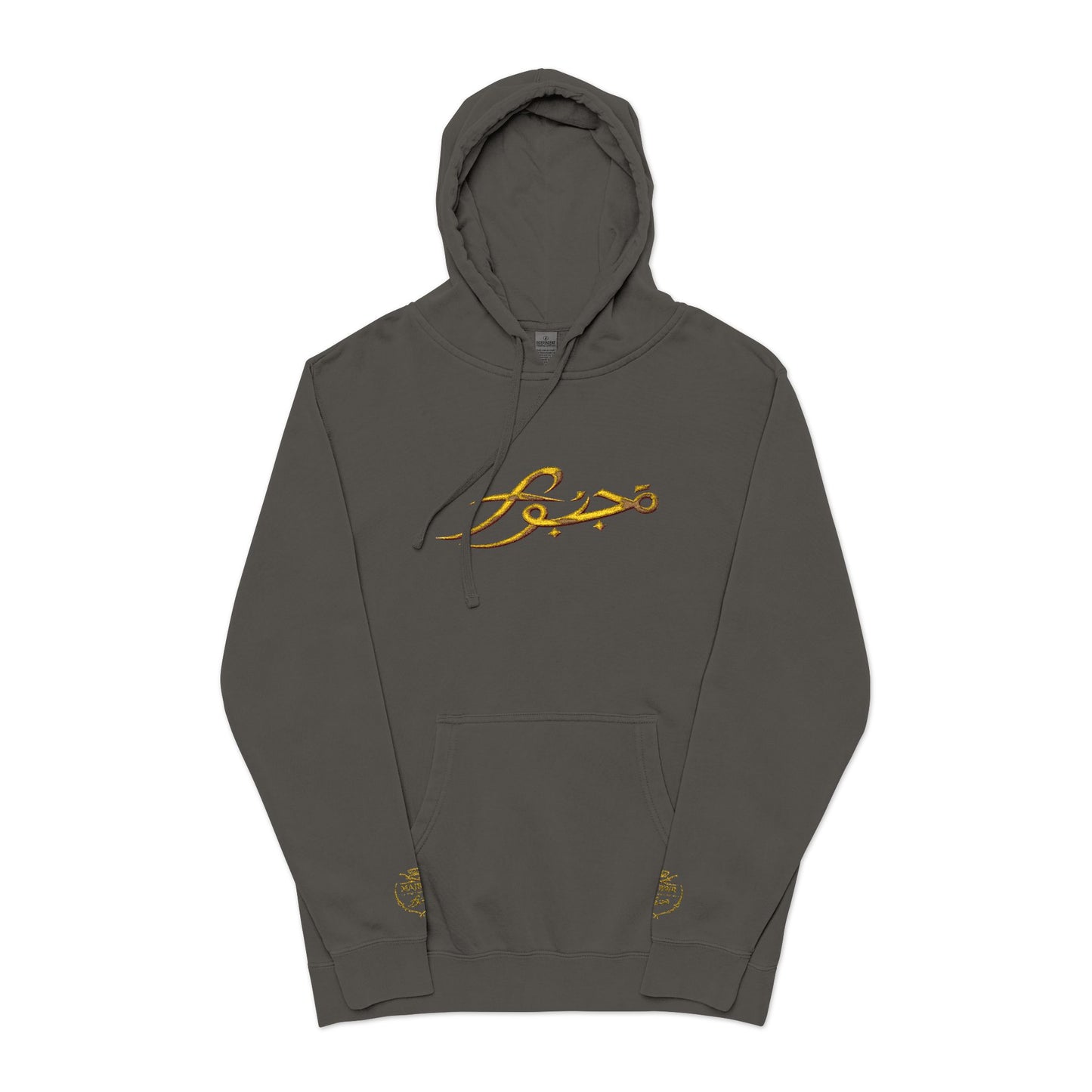 Vintage Olive Hoodie with Gold Script Logo