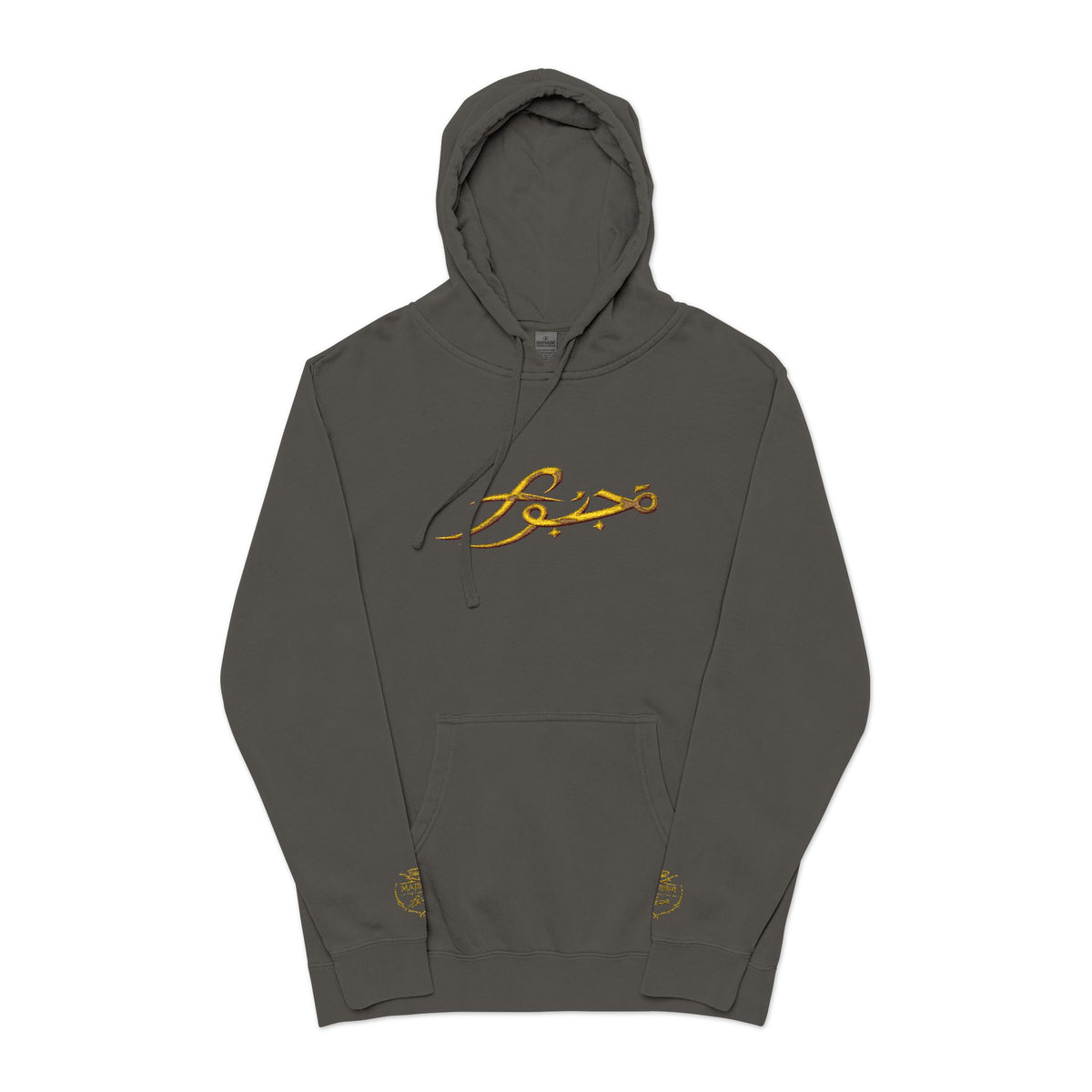 Vintage Olive Hoodie with Gold Script Logo