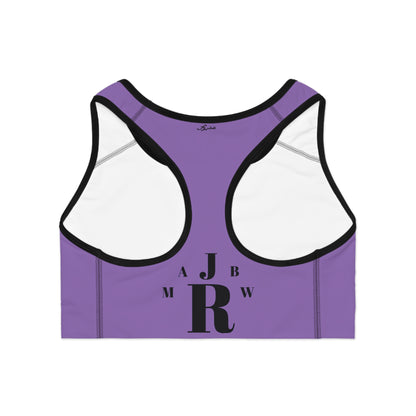 MAJBWR - Purple Athletic Sports Bra — ‘Majbwr’ Script Logo Performance Crop Top