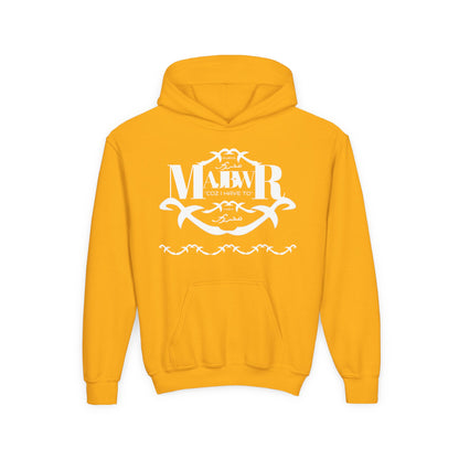 MAJBWR - Youth Hoodie — Monogram R Crest Design (Personalized Initial R, Decorative Scroll)