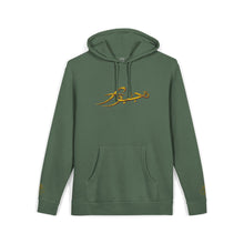 Vintage Olive Hoodie with Gold Script Logo