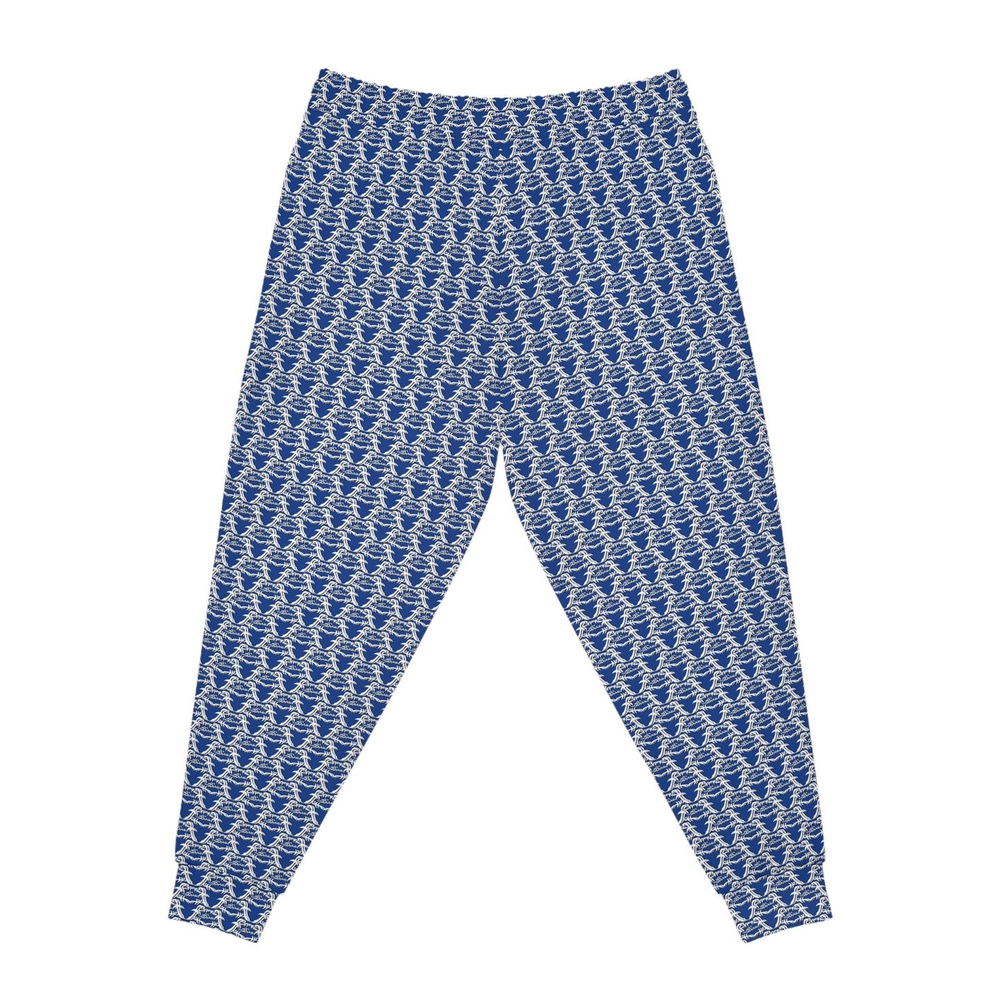 Blue & White MAJBWR Athletic Joggers — All-Over Print