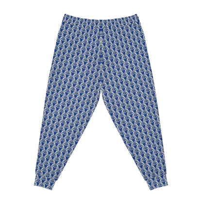 Blue & White MAJBWR Athletic Joggers — All-Over Print