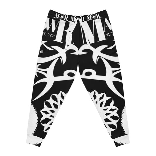 MAJBWR -Omar Turbine Tribal Logo Athletic Joggers — Black Graphic Streetwear Sweatpants