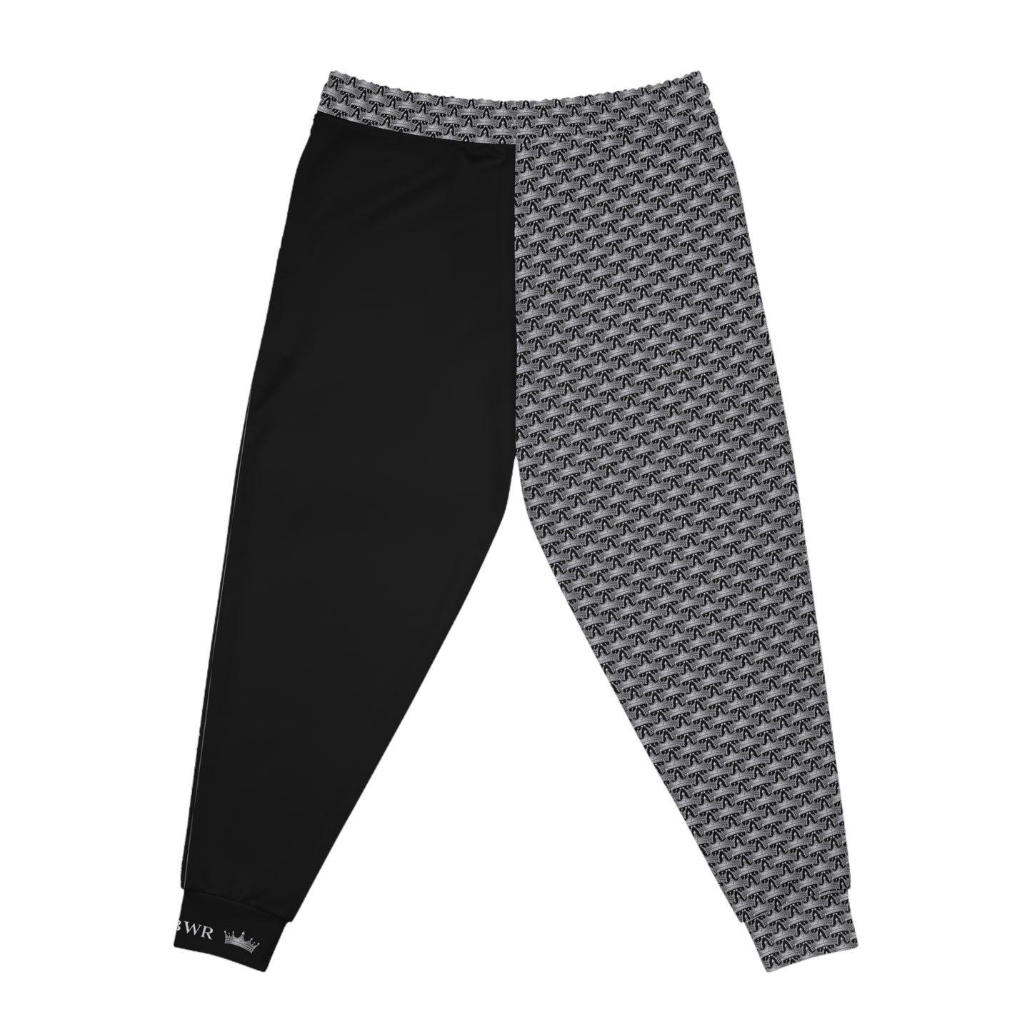 MAJBWR- Black Athletic Joggers —  Ghost White Crown 2 Face