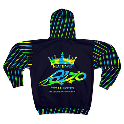 MAJBWR - Camo Crown 'Street King' Deep Dark Blue Zip Hoodie