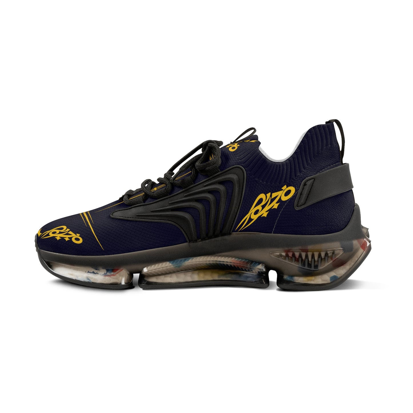 MAJBWR - Men's Mesh Sneakers — Deep Dark Blue & Gold Athletic