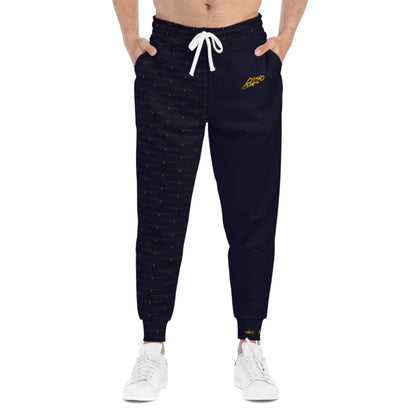 MAJBWR - Deep Dark Blue Athletic Joggers — Diamond Edition with Gold Crown Logo