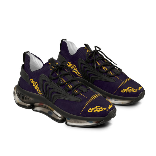 MAJBWR - Men's Mesh Sneakers — Deep Dark Purple & Gold Athletic