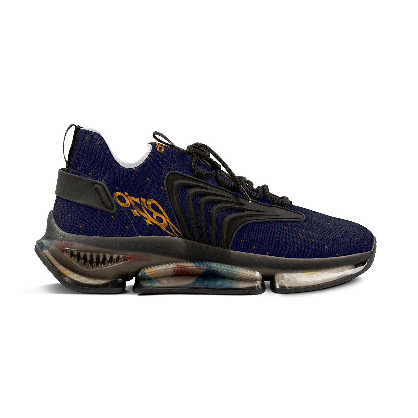 MAJBWR - Men's Crown Royal Navy & Gold Mesh Sneakers — Diamond Edition