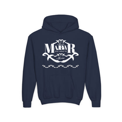 MAJBWR - Youth Hoodie — Monogram R Crest Design (Personalized Initial R, Decorative Scroll)