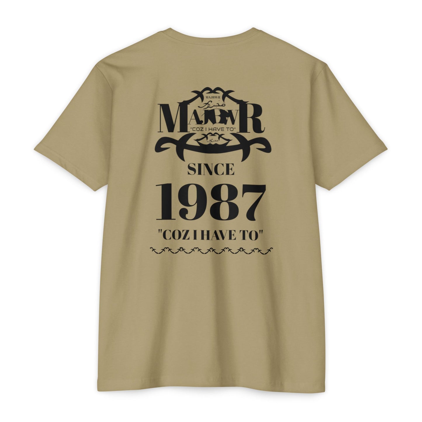 MAJBWR - Scripted Crest T‑Shirt — Minimalist Monogram Logo Tee