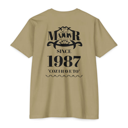 MAJBWR - Scripted Crest T‑Shirt — Minimalist Monogram Logo Tee