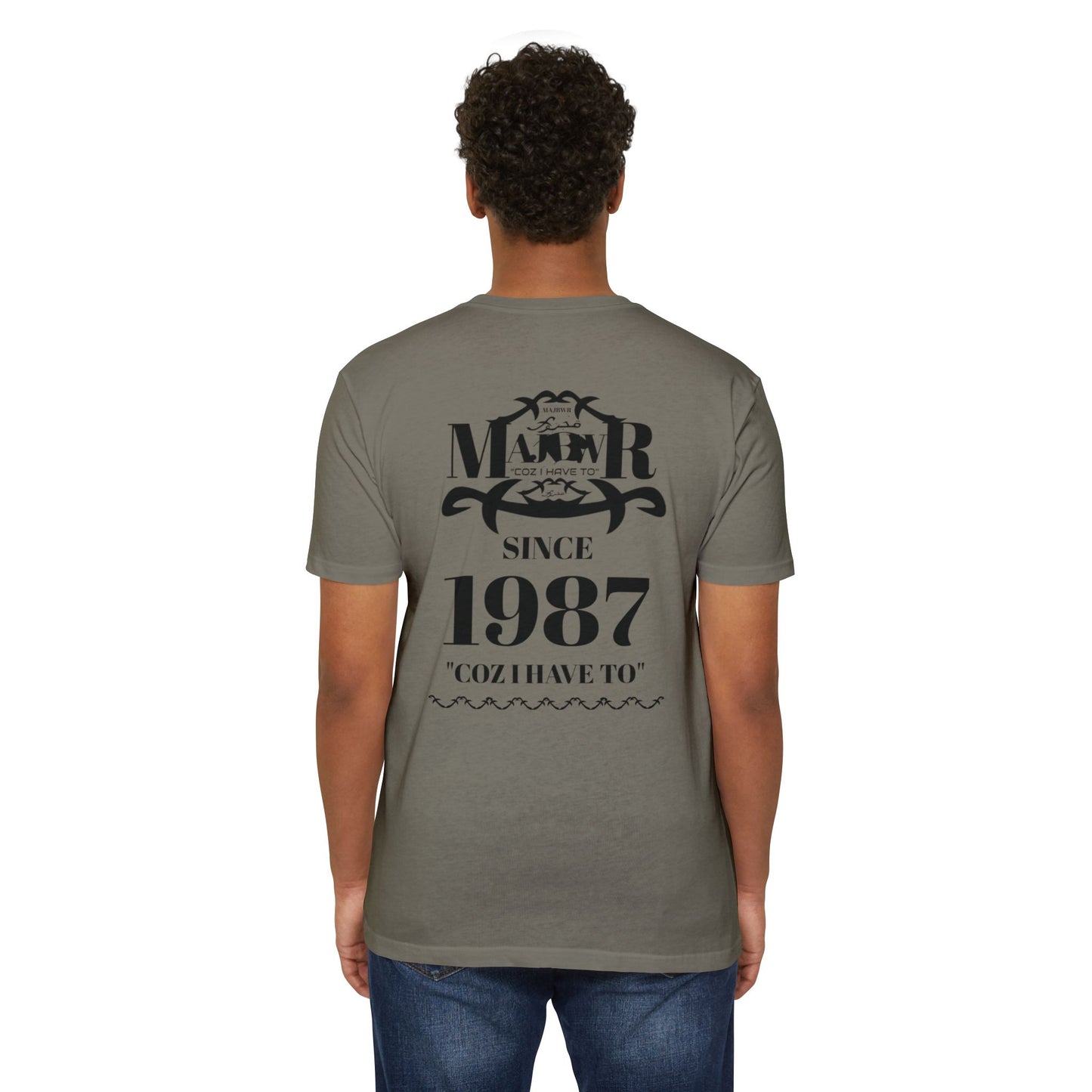 MAJBWR - Scripted Crest T‑Shirt — Minimalist Monogram Logo Tee