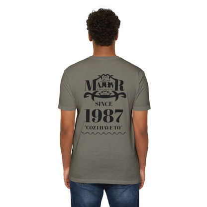 MAJBWR - Scripted Crest T‑Shirt — Minimalist Monogram Logo Tee