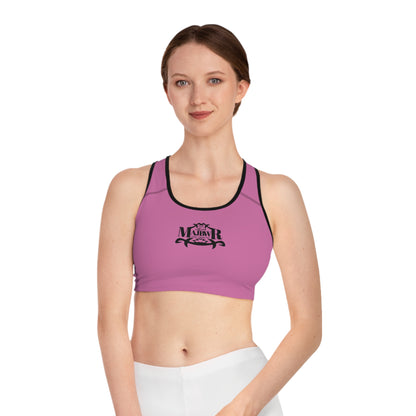 MAJBWR - Pink Athletic Sports Bra — ‘Majbwr’ Script Logo Performance Crop Top
