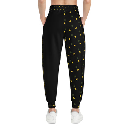 MAJBWR - Black Camo Leaf Athletic Joggers — Green & Yellow AOP Track Pants